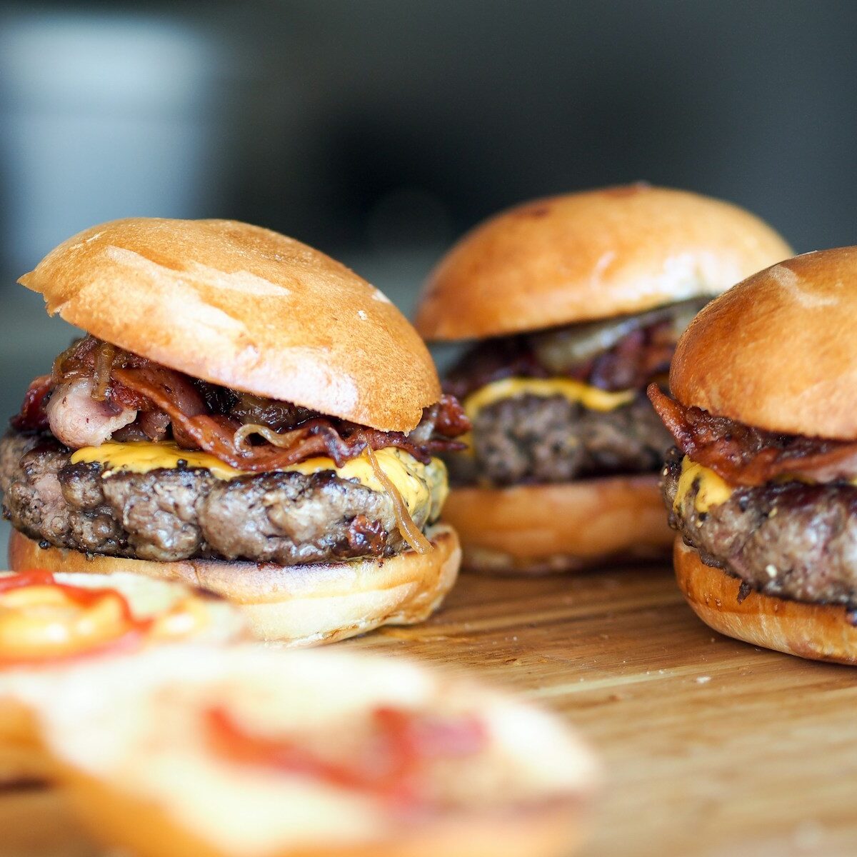 low-angle of burgers